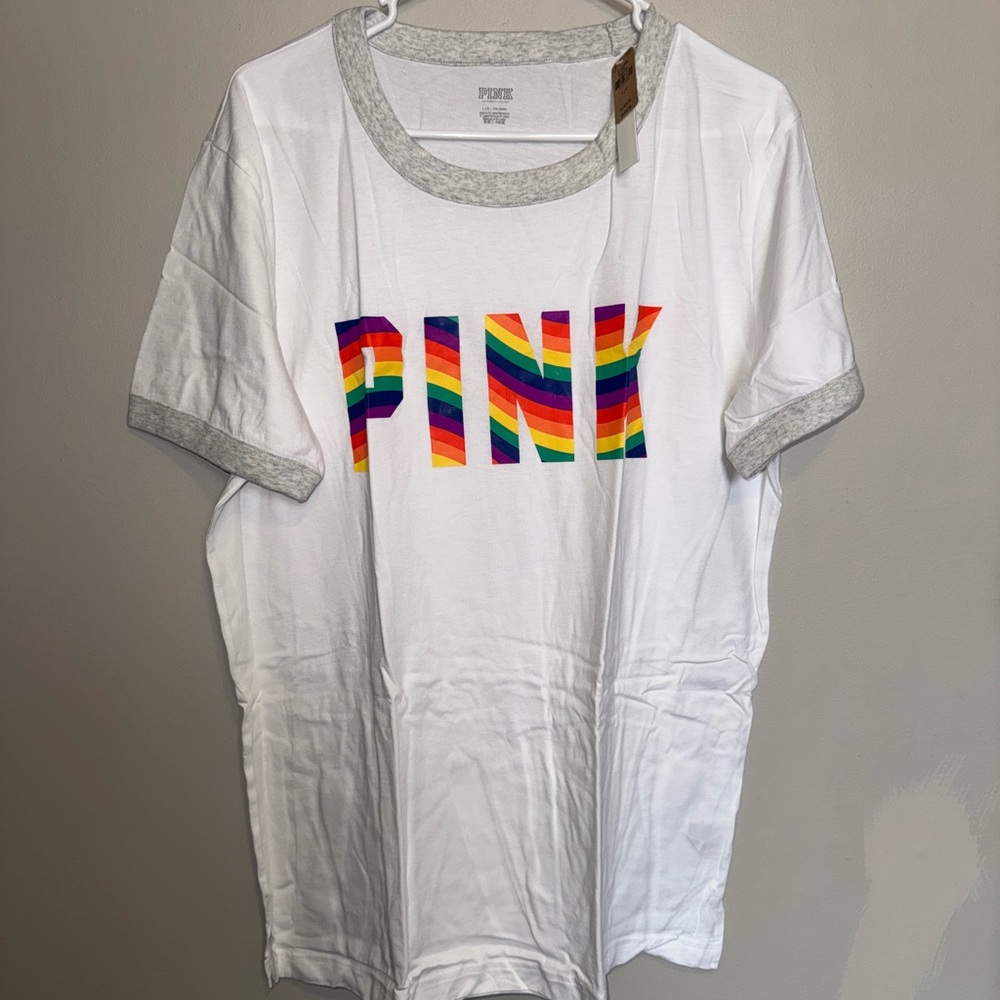 PINK Victoria's Secret Rainbow Graphic Tee